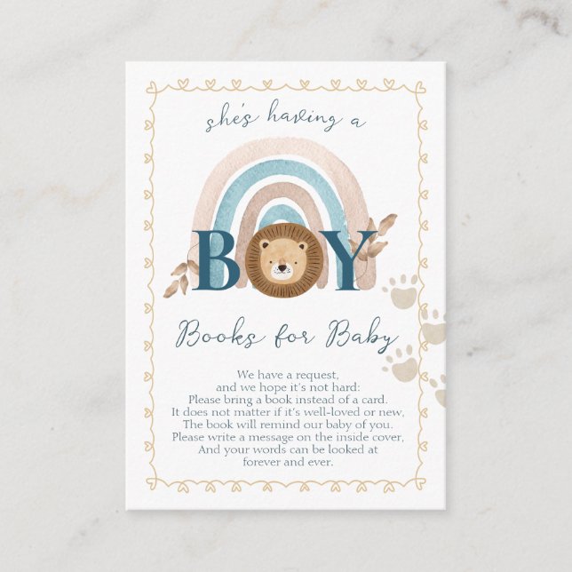 Boho Lion Cub Books for Baby Enclosure Card (Front)