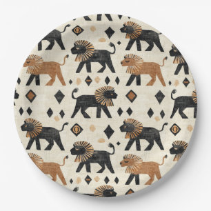 Boho Lion Tribal Safari Pattern Paper Plate