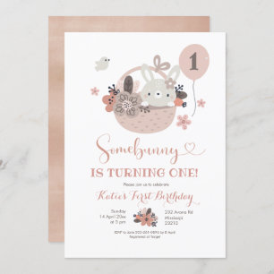 Boho Little Bunny Birthday Invitation