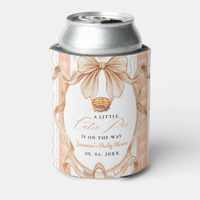 Boho Little Cutie Pie Thanksgiving Baby Shower Can Cooler (Can Back)