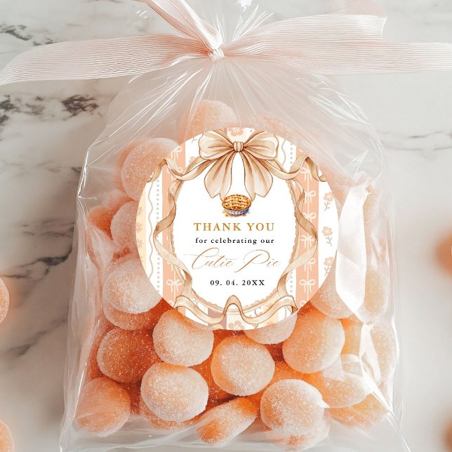 Boho Little Cutie Pie Thanksgiving Baby Shower Classic Round Sticker (Creator Uploaded)