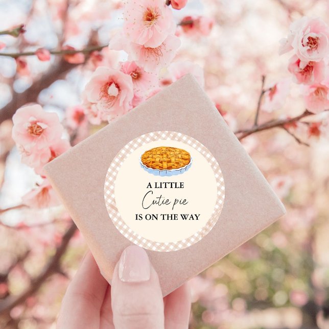 Boho Little Cutie Pie Thanksgiving Baby Shower Classic Round Sticker (Creator Uploaded)