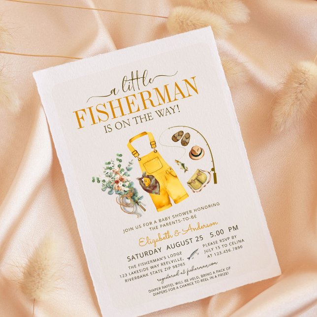Boho Little Fisherman Is On The Way Baby Shower Invitation (Creator Uploaded)