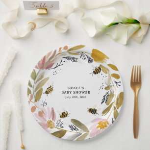 Boho Little Honey Bee Baby Shower Paper Plate