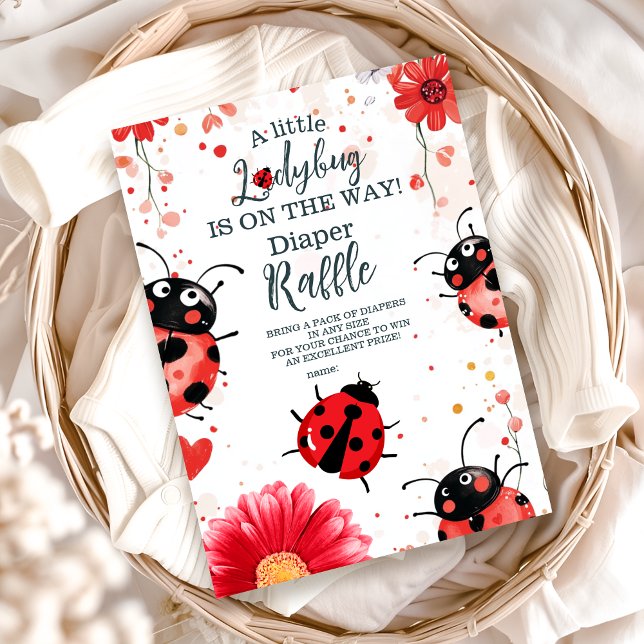 Boho Little Ladybug Baby Shower Diapper Raffle Enclosure Card (Creator Uploaded)