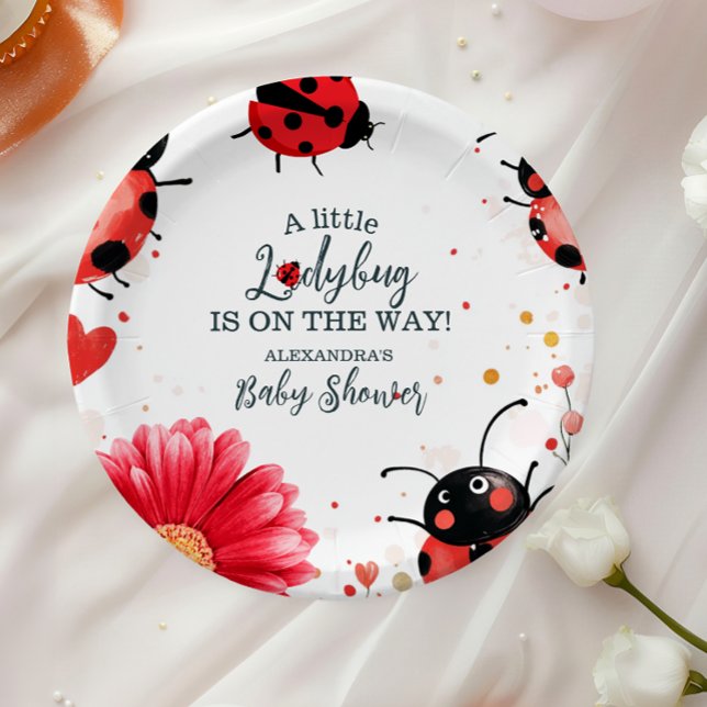 Boho Little Ladybug Baby Shower Paper Plate (Creator Uploaded)