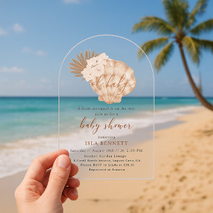 Boho Little Mermaid Is On The Way Baby Shower Acrylic Invitations