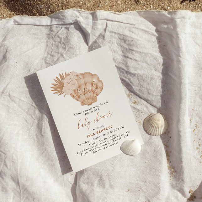 Boho Little Mermaid Is On The Way Baby Shower Invitation (Creator Uploaded)