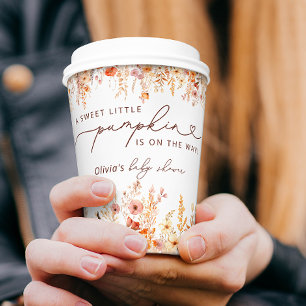 Boho Little Pumpkin Fall Wildflowers Baby Shower Paper Cups