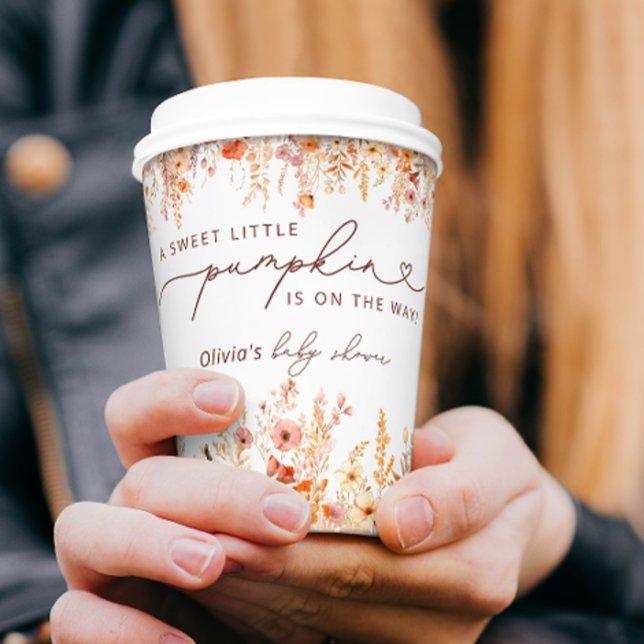 Boho Little Pumpkin Fall Wildflowers Baby Shower Paper Cups (Creator Uploaded)