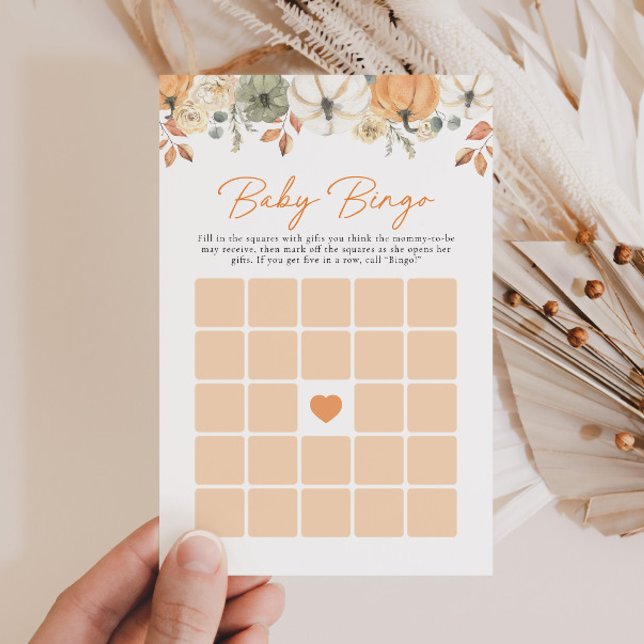 Boho Little Pumpkin Floral Baby Shower Bingo Game (Creator Uploaded)
