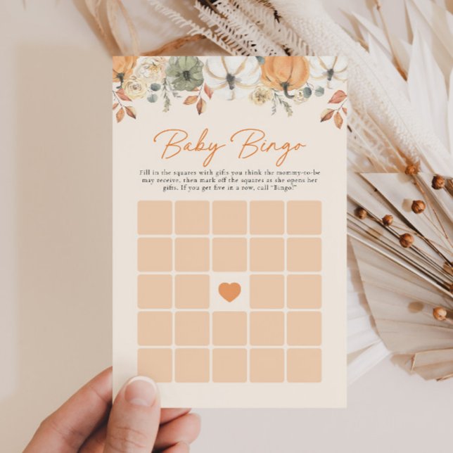 Boho Little Pumpkin Floral Baby Shower Bingo Game (Creator Uploaded)