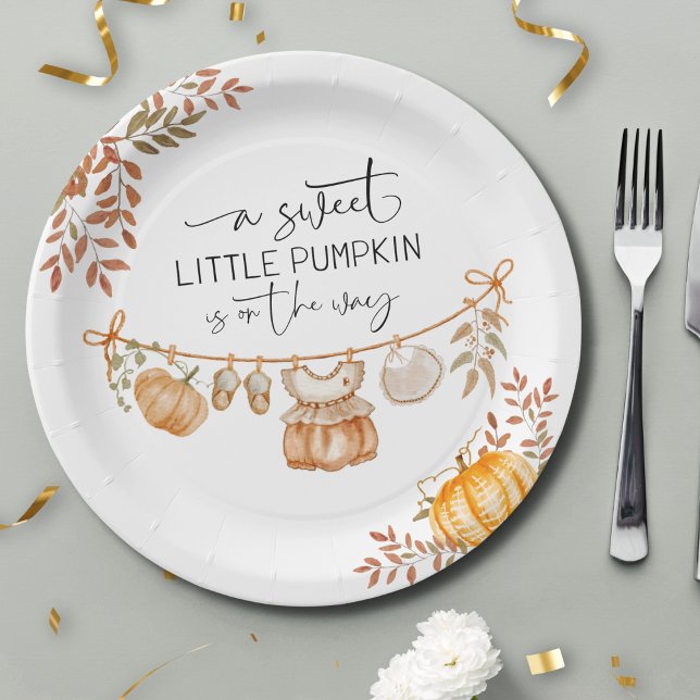 Boho Little Pumpkin is on the Way Baby Shower Paper Plate (Creator Uploaded)