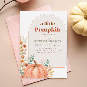 Boho Little Pumpkin on the Way Baby Shower Invitation