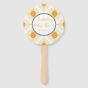Boho Little Ray of Sun Neutral Baby Shower  Hand Fan