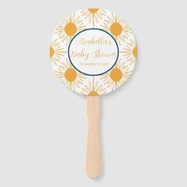 Boho Little Ray of Sun Neutral Baby Shower  Hand Fan (Front)