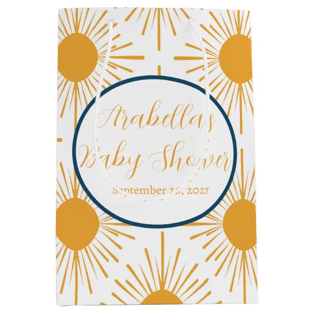 Boho Little Ray of Sun Neutral Baby Shower  Medium Gift Bag (Front)