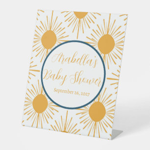 Boho Little Ray of Sun Neutral Baby Shower Pedestal Sign