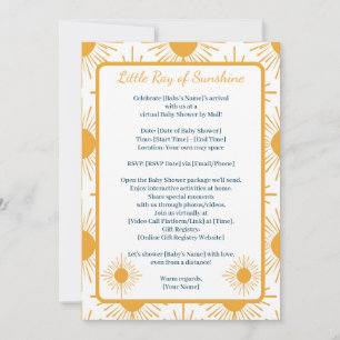 Boho Little Ray of Sun Neutral Shower By Distance Invitation