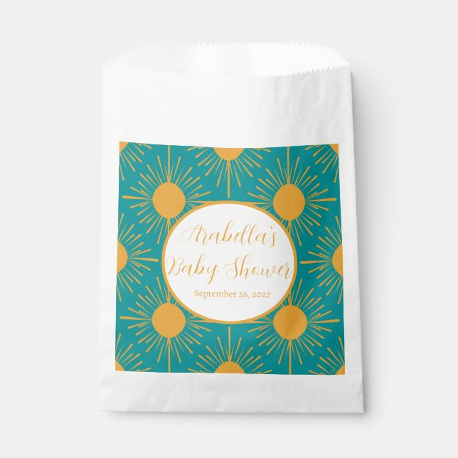 Boho Little Ray of Sun Turquoise Baby Shower  Favour Bag (Front)