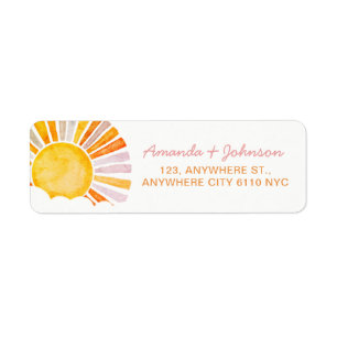 Boho Little Ray of Sunshine Baby Shower Return Address Label