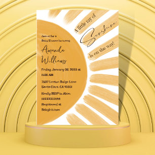 Boho Little Ray of Sunshine Yellow Baby Shower Invitation