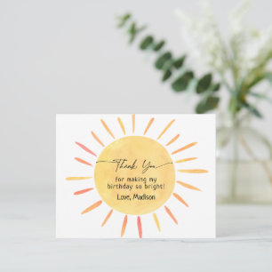 Boho Little Sunshine Birthday Thank You Card