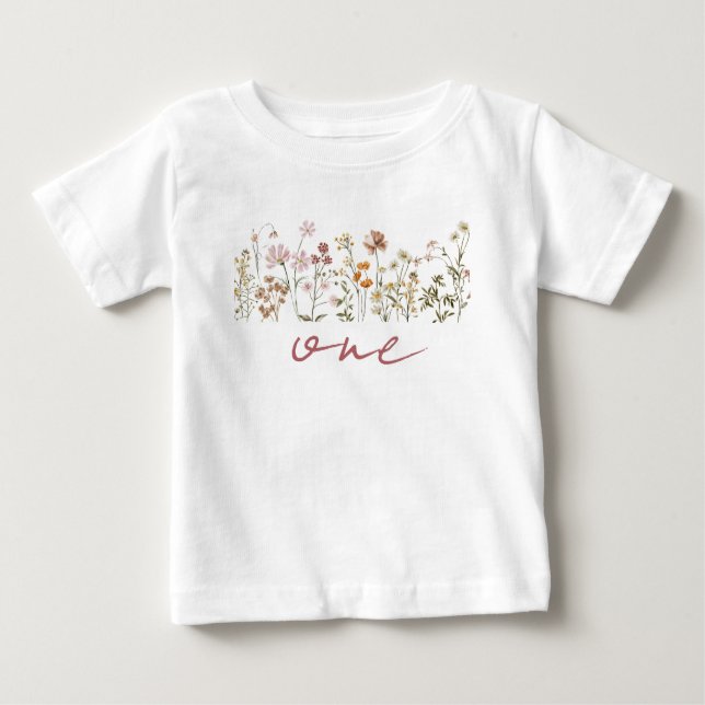 Boho Little Wildflower 1st Birthday Baby Baby T-Shirt (Front)