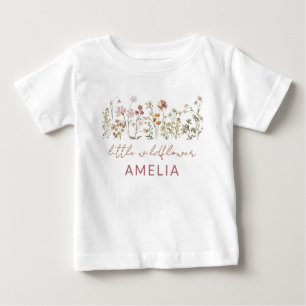 Boho Little Wildflower 1st Birthday Baby T-Shirt