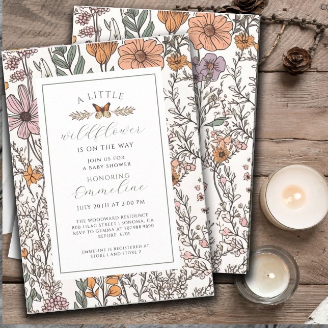 Boho Little Wildflower Girl Baby Shower Invitation (Creator Uploaded)