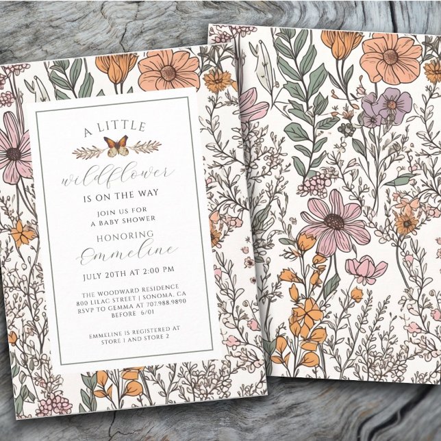 Boho Little Wildflower Girl Baby Shower Invitation (Creator Uploaded)