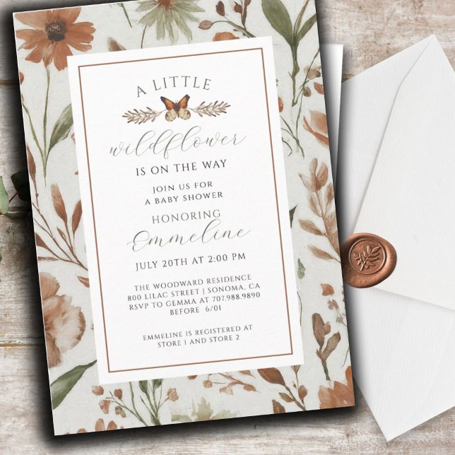 Boho Little Wildflower Girl Baby Shower Invitation (Creator Uploaded)
