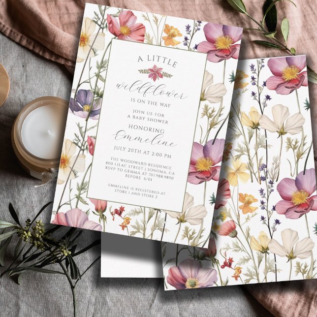 Boho Little Wildflower Girl Baby Shower Invitation (Creator Uploaded)