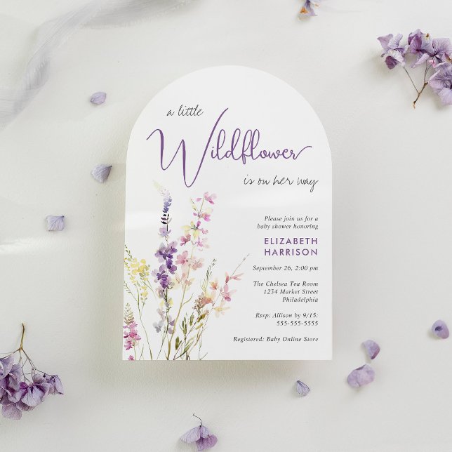 Boho Little Wildflower Watercolor Arch Baby Shower Invitation (Creator Uploaded)