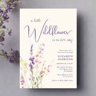 Boho Little Wildflower Watercolor Baby Shower Invitation