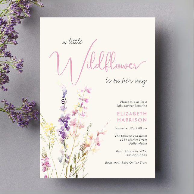 Boho Little Wildflower Watercolor Baby Shower Invitation (Creator Uploaded)