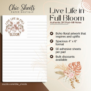 Boho Live Life in Full Bloom 3M Post-it® Notes