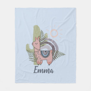 Boho Llama Fleece Blanket