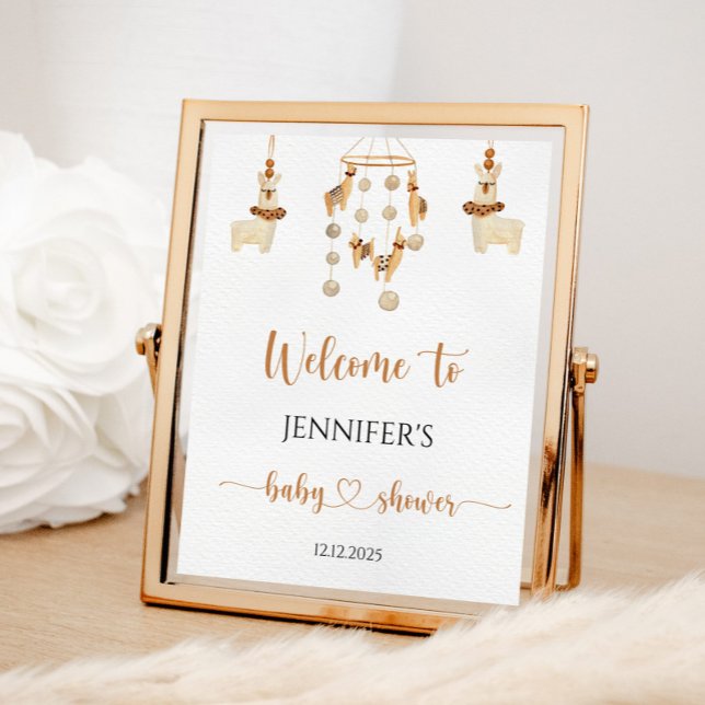 Boho Llama mobile baby shower Welcome Poster (Creator Uploaded)