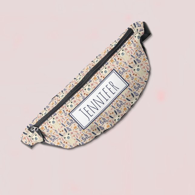 Boho Llama On a Floral Pattern Name Bum Bags (Creator Uploaded)