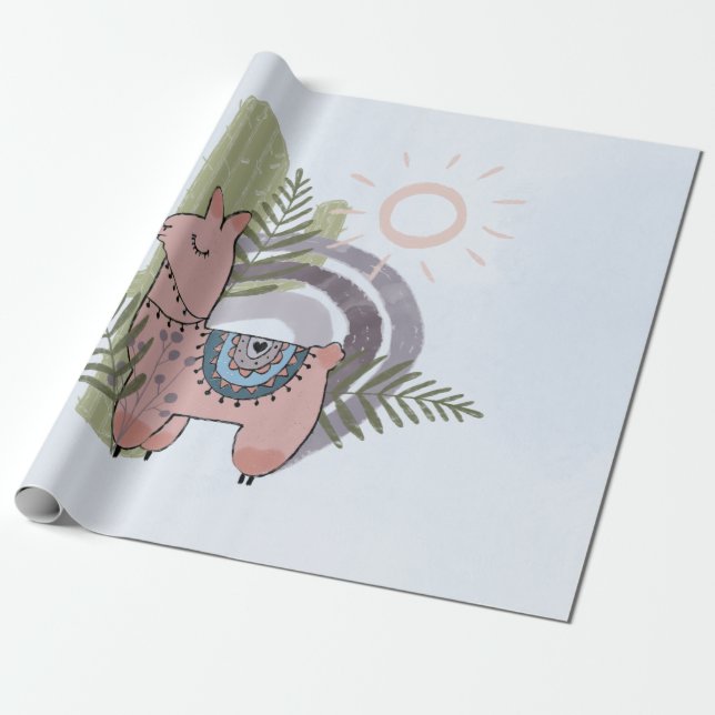 Boho Llama Wrapping Paper (Unrolled)