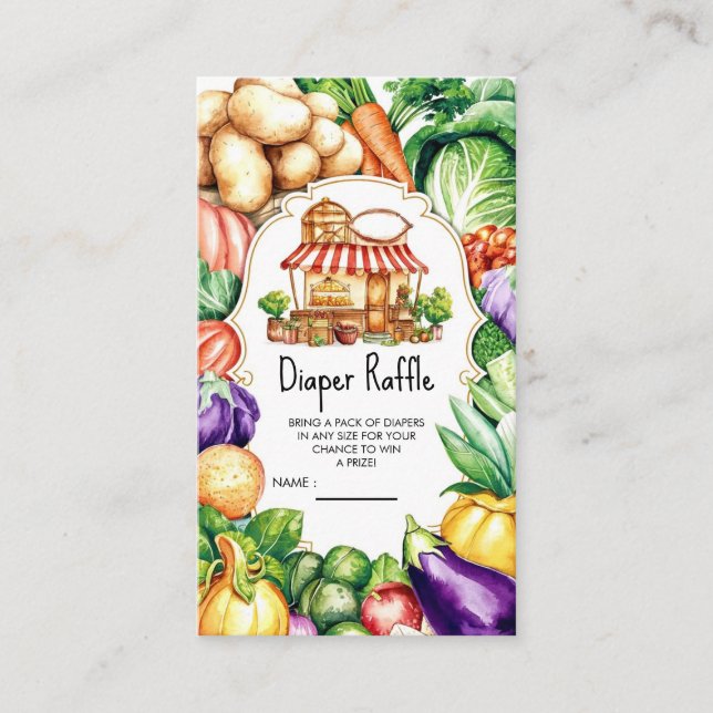 Boho Locally Grown Farmer's Market Baby Shower Enclosure Card (Front)