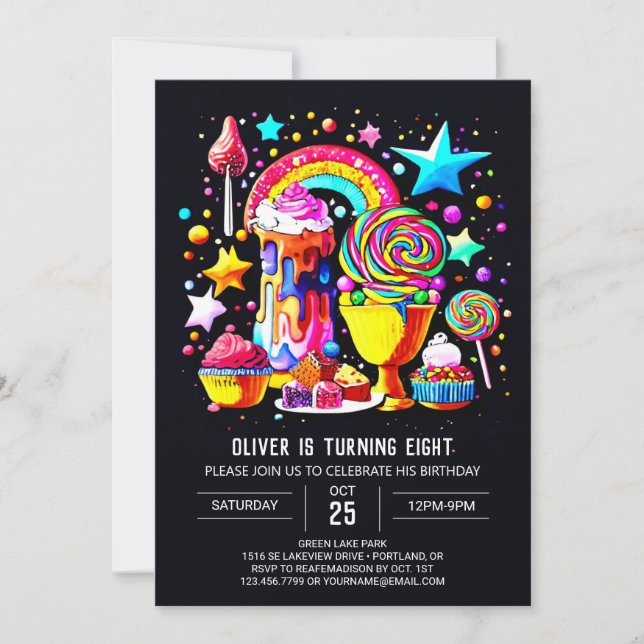 Boho Lollipop Birthday Invitation (Front)