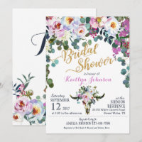 Boho Longhorn Cow Skull Floral Bridal Shower