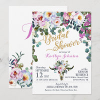 Boho Longhorn Cow Skull Floral Bridal Shower