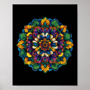 Boho Lotus Mandala Colourful Floral Yoga Meditatio Poster