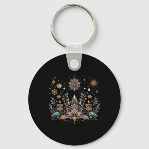 Boho Lotus Star Mandala Spiritual, Yoga Lover, Med Key Ring