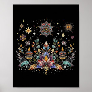Boho Lotus Star Mandala Spiritual, Yoga Lover, Med Poster