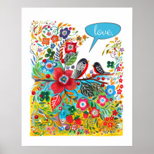 Boho Love Birds Poster