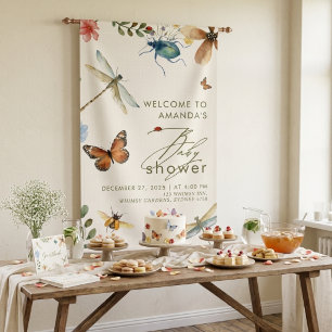 Boho Love Bug Insects Dragonfly baby shower Banner